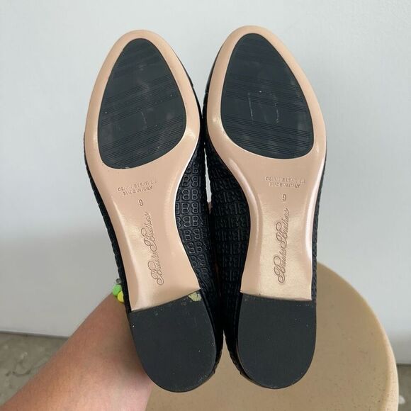 Brooks Brothers Women’s Black Leather Embossed Round Tow Dainty Bow Ballet Flat - Picture 2 of 12